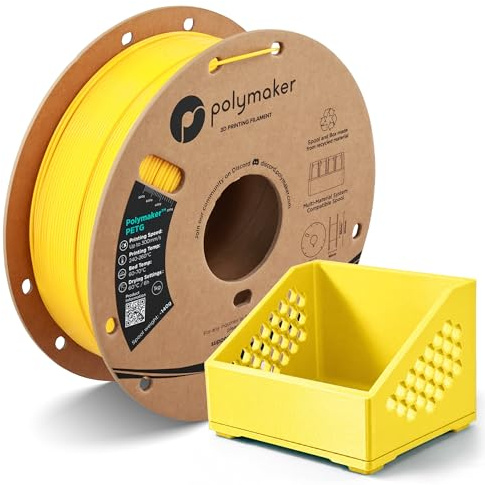 Polymaker PETG Gelbes 3D-Drucker-Filament, 1,75 mm, 1 kg, hoher Durchfluss und hohe Festigkeit, schnelles Drucken bis zu 300 mm/s, hervorragende Schichthaftung, verwindungsfrei, ideal für Prototypen
