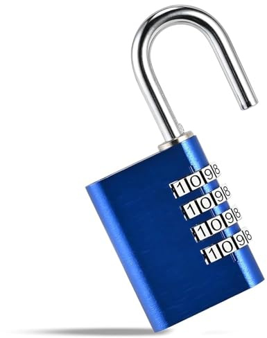 Cieex Zahlenschloss Vorhängeschloss 38mm mit 4 Stellig Zahlencode, Aluminium Schloss aus Metall Wetterfest, Kofferschloss Spindschloss für Garage Fitnessraum Garten Schuppen（blau）