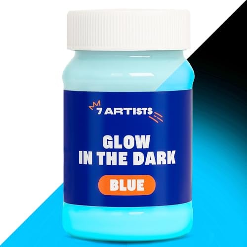 7 Artists Vernice Glow in the Dark Blu 100 ml – Vernice Fluorescente al Buio Acrilica e UV con Effetto Fosforescente | Pittura Luminescente & Fosforescente per Arte, Hobby e Decorazioni