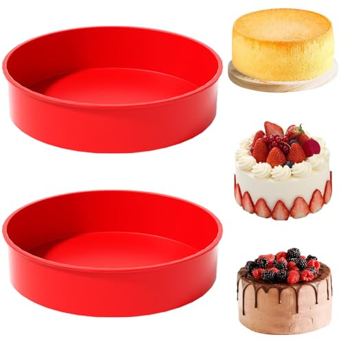 YXHZVON 10 Inch Round Silicone Cake Moulds, 2PCS Silicone Cake Tins for Baking, Non-Stick Quick Release Baking Moulds for Cakes Puddings Bread Pastry