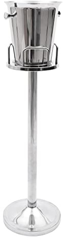 FONSOLUM 36 H Stainless Steel Ice Bucket with Stand, 1.1Gal Free Standing Champagne Wine Chiller Cooler Container, Tall Beer Holder Beverage Tub for Bar Party Wedding BBQ