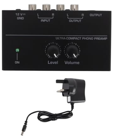 Alide PP500 Phono Preamplifier with Volume Level Control Compact Audio Preamp for Turntables Home Audio Systems Black 10.5 x 5.7 x 3.1 cm
