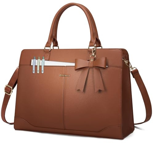 RAINSMORE Laptop Bags for Women 15.6 Inch Laptop Tote Bag Waterproof | PU Leather Work Bag for Women with Compartments Elegant Ladies Computer Handbag for Business Office College