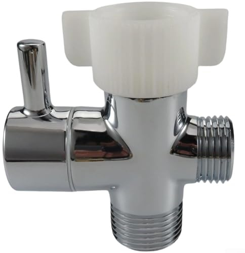 Wasserdurchflusskontrolle Bidet T-Ventiladapter für Toilette mit 7/8 x 7/8 x 1/2 Gewinde und Hebelschalter (mit Absperrventil)