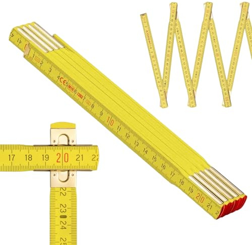 Metrie™ Zollstock PROFI 10 – Gliedermaßstab 2m | Gelb | Lackiertes Holz, Stahlgelenke – Duplex Teilung, Hergestellt in der EU | Robuster & Präziser Holz-Gliedermaßstab | CE Kl III | 1 Stück