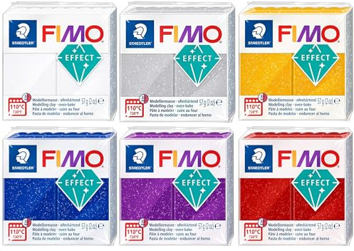 FIMO Effect Polymer Oven Modelling Clay - 57g - Set of 6 - Glitter Finish