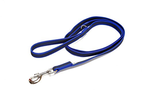IDC Color & Gray gumierte Leine, 20 mm x 2 m mit Schlaufe und D-Ring, Blau-Grau