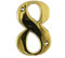 Beautiful 3 Inch Bevelled Edge Polished Gold Door Number 8 - Screw Fix Front House Number