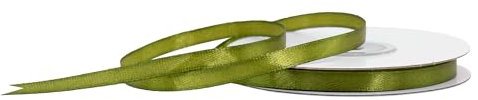 Satinband 6mm x 25m Rolle - FARBAUSWAHL in 3/6/12/18/25/38/50/75/100mm - farbecht & waschbar - Schleifenband für Hochzeit - Geschenkband zum Verpacken Dekorieren Basteln - Olivgrün 563