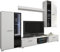 Mirjan24 Wohnwand Salsa, Design Mediawand, Modernes Wohnzimmer Set, Anbauwand, Hängeschrank, Vitrine, TV Lowboard, (Weiß, mit Blauer LED Beleuchtung)