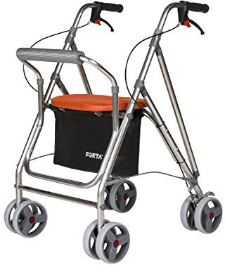 Rollator für ältere Menschen, zusammenklappbar, aus Aluminium, mit 8 Rädern, leicht, robust, Orange