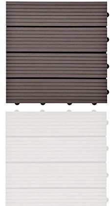 SIENOC Terrassen-Fliese aus WPC Kunststoff, Einzelfliese, Garten-Fliese,Balkon Bodenbelag mit Drainage Unterkonstruktion (30x30 cm, Dunkelbraun)