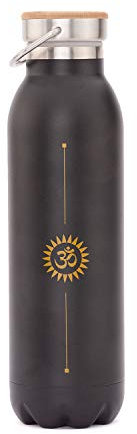 bodhi Thermosflasche | Isolierte Trinkflasche aus Edelstahl | 100% Dicht & Auslaufsicher | Kalte & Warme Getränke | Veredelt mit Design Motiv | Für Sport und im Alltag (Black, 600ml)