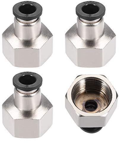 sourcing map Pression Connexion Tube Raccord Adaptateur 8mm Tube Diamètre Externe x 1/2NPT Femelle Droit Pneumatique Connexion Connect Tuyau Raccord Argenté 4pcs
