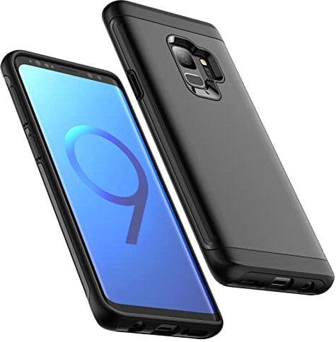 JETech Stoßfest Hülle für Samsung Galaxy S9, Zwei Layer Robust Schützend Handyhülle met Stoßdämpfung Schutzhülle (Schwarz)