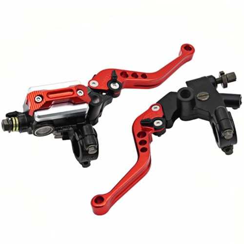 Pair Motorbike Brake Levers 7/8(22mm) Universal Pit Bike Clutch Lever Motorcycle Handlebar Brake Cylinder Reservoir Levers (Red)