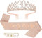 Veraing Dirty Thirty  30. Geburtstags-Krone Schärpe Set, Roségold Geburtstags Tiara für Frauen Birthday Crown Prinzessin Haar-Zusätze für Frauen Party Accessoires
