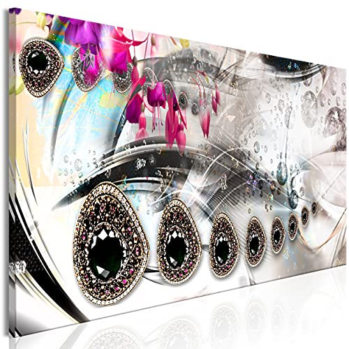 decomonkey Bilder Abstrakt 120x40 cm 1 Teilig Leinwand Bilder Bild auf Leinwand Vlies Wandbild Kunstdruck Wanddeko Wand Wohnzimmer Wanddekoration Diamanten Perlen Orientalische Muster