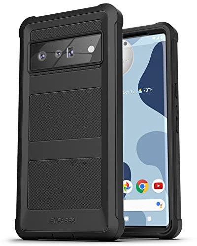 ENCASED Falcon Designed for Pixel 6 Pro Case, Shockproof Full Body Phone Case for Google Pixel 6 Pro (Black)