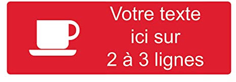 Mygoodprice Placa grabada personalizada con logotipo de la taza, 30 x 10 cm, personalizada de 1 a 3 líneas rojas