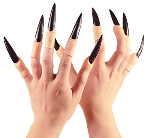 HoveeLuty Nagelklauen Falsche Nagelpfeilklauen Ringe Cosplay Nägel Finger Tipps Party Halloween Prop Witch Krallen Rüstungsrüstung Finger Gothic Vampire Nägel 10pcs