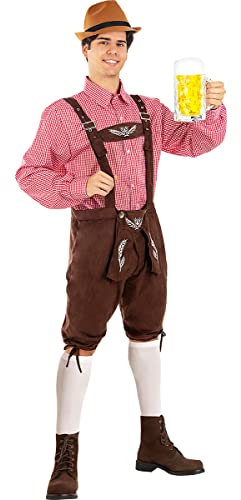 Funidelia | Oktoberfest Kostüm deluxe für Herren Tiroler, Bayrisch, Oktoberfest, Deutschland - Kostüm für Erwachsene & Verkleidung für Partys, Karneval & Halloween - Größe M - Braun