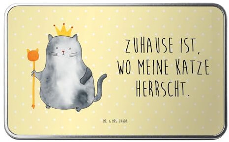 Mr. & Mrs. Panda Metalldose rechteckig Katze König - Geschenk, Keksdose, Blechdose, Kater, Aufbewahrungsbox, Katzenfreund, Mietze, Miau, Vorratsdose,