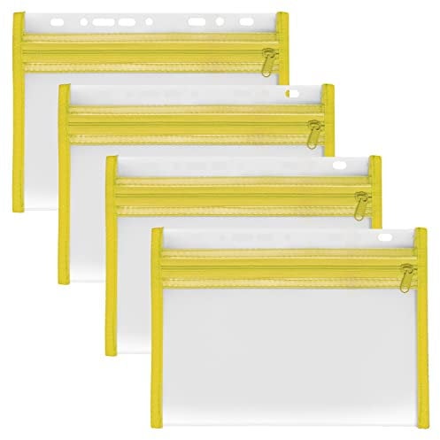 VELOFLEX A435001 - Dokumentenhülle mit Reißverschluss, 4 Stück, DIN A5, abheftbar, gelb, VELOBAG XXS, Reißverschlusstasche