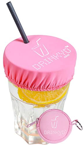 DRINKYD™ Antidrogenschutz fürs Glas - Waschbar und Wiederverwendbar - mit Schlüsselanhänger zur Aufbewahrung (1 Pack, Rosa)