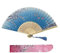 Kibon Folding Fans, Handheld Fans, Hand Fans, Bamboo Fans with Tassel for Birthday Gifts Dancing Cosplay Wedding Party Props Decoration (Blue)
