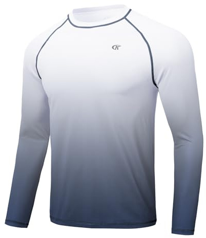 Huayuzh Rashguard Herren Schwimmen Langarmshirt Schwimm Tshirt Atmungsaktiv Schnelltrocknend Surfen Angeln Wandern Top Verlaufsfarbe Grau XXXXXL