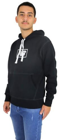 New Balance Essentials Back Hoodie, Herren-Sweatshirt mit Kapuze, Winter (XXL, Schwarz), Schwarz , XXL
