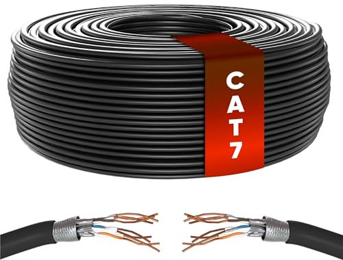 Mr. Tronic Granel Cable Ethernet Cat 7 De 50m, Bulk Cobre Puro Cable de Red LAN Para Internet Rápida & Fiable - 100% Cobre Cat7 a Granel, 10 Gbps Internet 600 MHz SFTP (50 Metros, Negro)