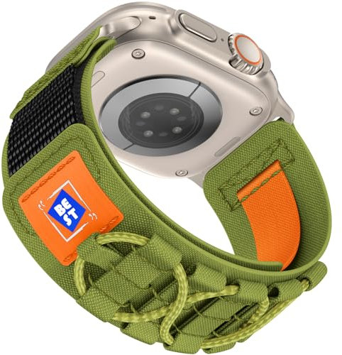 Anlinser Compatibile con Cinturino Apple Watch Ultra 2/Ultra 49mm 46mm 45mm 44mm 42mm, Cinturini in Velcro Sport in Nylon Robusti Compatibile con iWatch Serie 10/9/8/7/6/5/4/3/SE, Verde
