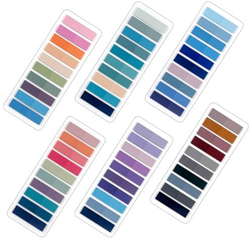 moinkerin 1200 Stücke Sticky Notes Haftnotizen Tabs 6 Sets Farbe Haftstreifen Sticky Notes PET Mehrfarbig für Lesezeichen,Studieren,Büro,Schulplaner Memo