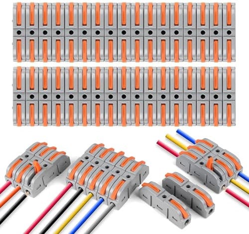 Flintronic Conectores de Cable, 80 Piezas Connection Terminals con Palanca de Accionamiento, Abrazadera de Conductor, Bloques de Conexión Eléctrica, Pueden Combinar Libremente