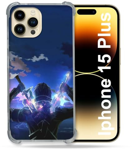 Cokitec Verstärkte Schutzhülle für iPhone 15 Plus (6,7 Zoll), Manga SAO Sword Art Online Epee