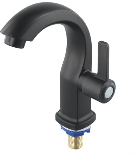 Vilgftyiet Einzelner Kaltwasser-Waschtischarmatur – Silberner ABS-Waschtischarmatur – geeignet für Küche, Bar, Badezimmer (schwarz)