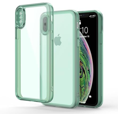 Honeyview Colored Clear Case for iPhone X/XS with Matte Border, Non-Yellowing, Shockproof, Armour Phone Cover for Apple iPhone X/XS - Green