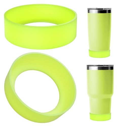 Linkidea Lot de 2 bottes de bouteille d'eau compatibles avec YETI Rambler Tumbler 20oz/30oz, tasse de voyage 20oz/30oz, manchon inférieur de bouteille en silicone (Chartreuse)