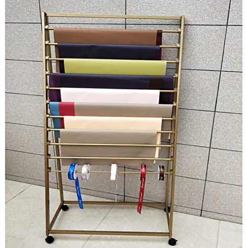 BTJINAN Aufbewahrung von Geschenkpapier-Organizer, doppelseitiger, bodenstehender Präsentationsständer für Schals und Tücher, Regal mit Metallbändern, 47/65 Zoll hoch