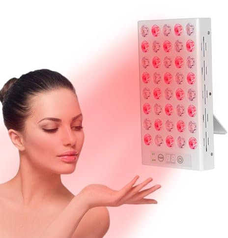 Rotlichtlampe Gesicht,660nm & 850nm Red Light Therapy Panel,40LEDs Infrarotlampe mit Timer,Rotlicht Therapie für Muskel- und Gelenkschmerzlinderung,Dual Chip Rotlichttherapie