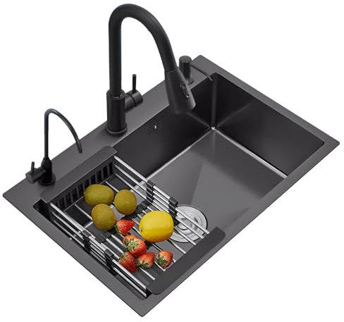 Fregadero de Cocina, Fregadero Utilitario de Un Acero Inoxidable, Fregadero for Estación de Trabajo Bajo Encimera de 55cm(55x45x22cm)