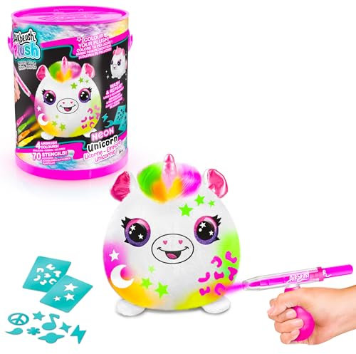 Airbrush Plush AIR 022 Bucket, Decorate Your Squishy Plush and Over Again, 4 Chalk Markers, Airbrush Pump, Stencils Plüsch, weiß, Einheitsgröße