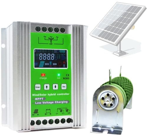 menglanchang 2000w Mppt Wind-Solar-Hybrid-Controller FüR 0–1000 W Wind Mit 0–1000 W Solarpanel Mit LCD-Bildschirm, Hybrid-Mppt-Boost-Controller, Wind-Solar-Hybrid-Laderegler Mit Booster-Funktion,24V