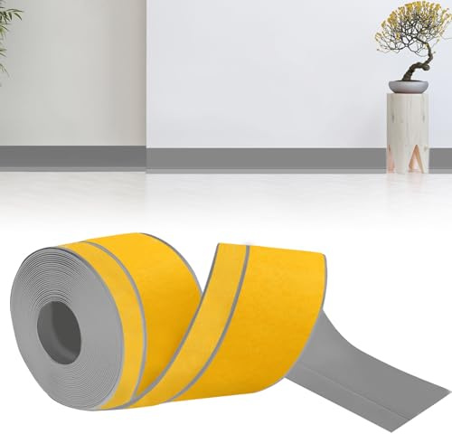 bechoanigel Sockelleiste Selbstklebend, 60mm x 20mm x 18m Weichsockelleiste Selbstklebend PVC Winkelleiste selbstklebend, Sockelleisten Flexibel für Küche und Bad Geeignet(Grau)﻿﻿