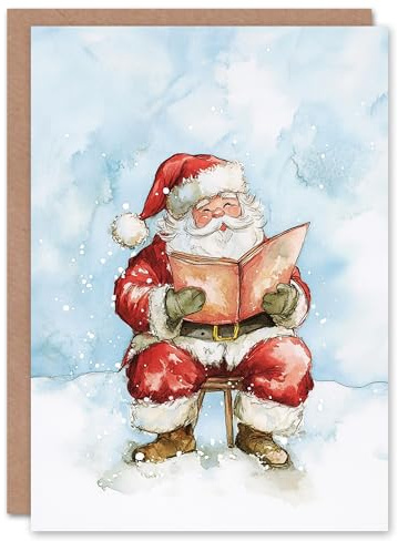 Artery8 Jolly Santa Claus Naughty Nice List For Child Kids Xmas Festive Christmas Card