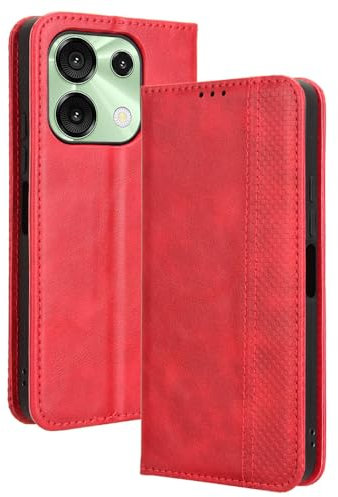 XINNI Housse pour Telephone Umidigi G9 5G Etui, PU/TPU Retourner Cuir Coque Magnétique Portefeuille, Rouge