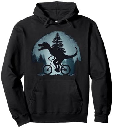 Lustiger Dinosaurier auf einem Fahrrad Mountainbike Fahrradreifen Fahrrad Pullover Hoodie
