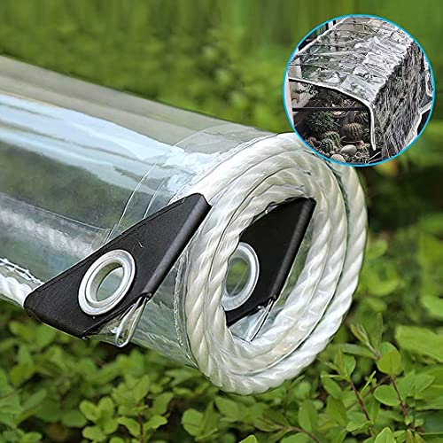 Telone trasparente impermeabile con occhielli, antistrappo e resistente al vento, ideale per giardini, serre e mobili da patio, 2,2 x 2,5 m